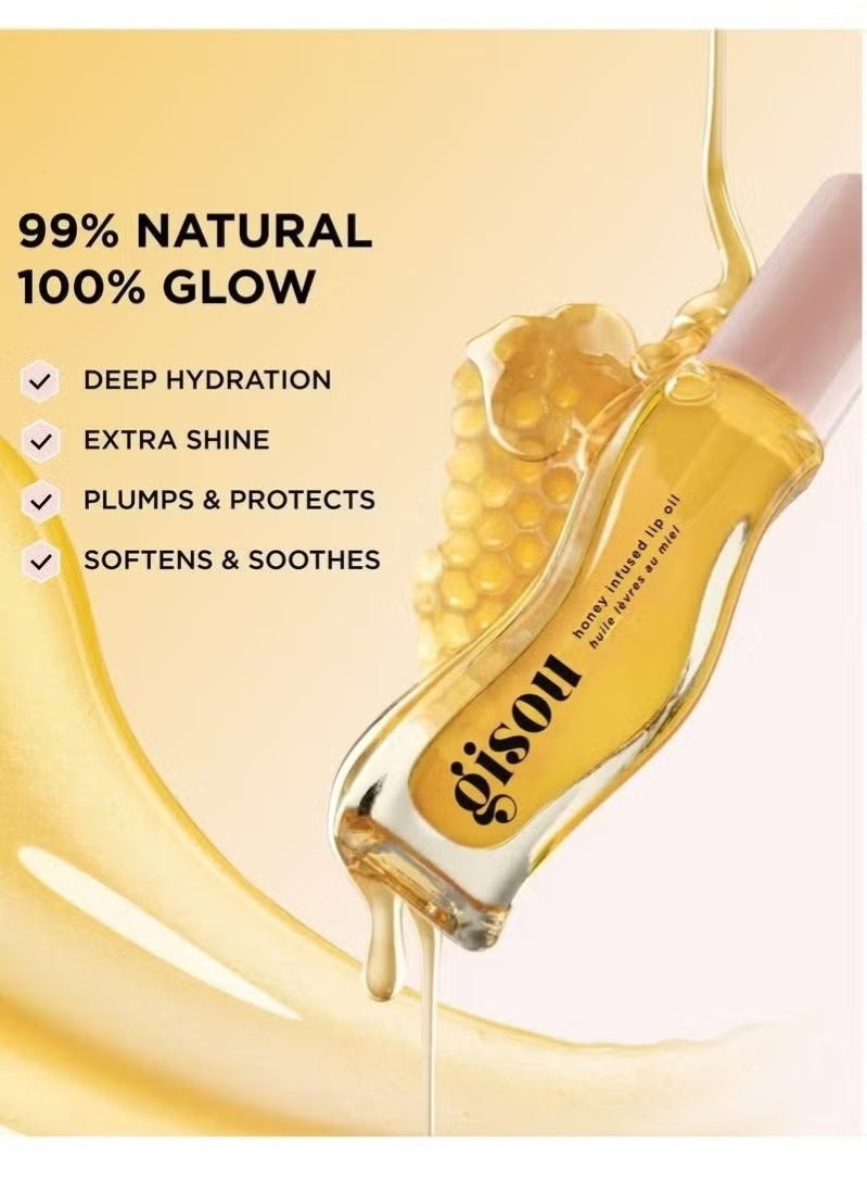 Gisou Honey Infused Lip Oil Honey Gold - Clear Golden Glow, Hydrating & Nourishing Lip Treatment (0.27 oz / 8 ml) - Image 3